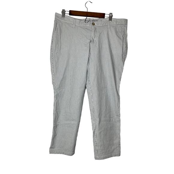GAP chinos pants trousers women's 14 white blue seersucker look girlfriend - Picture 1 of 14